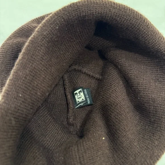 OBEY Propaganda Beanie Chocolate Brown Knit One Size - Picture 4 of 6